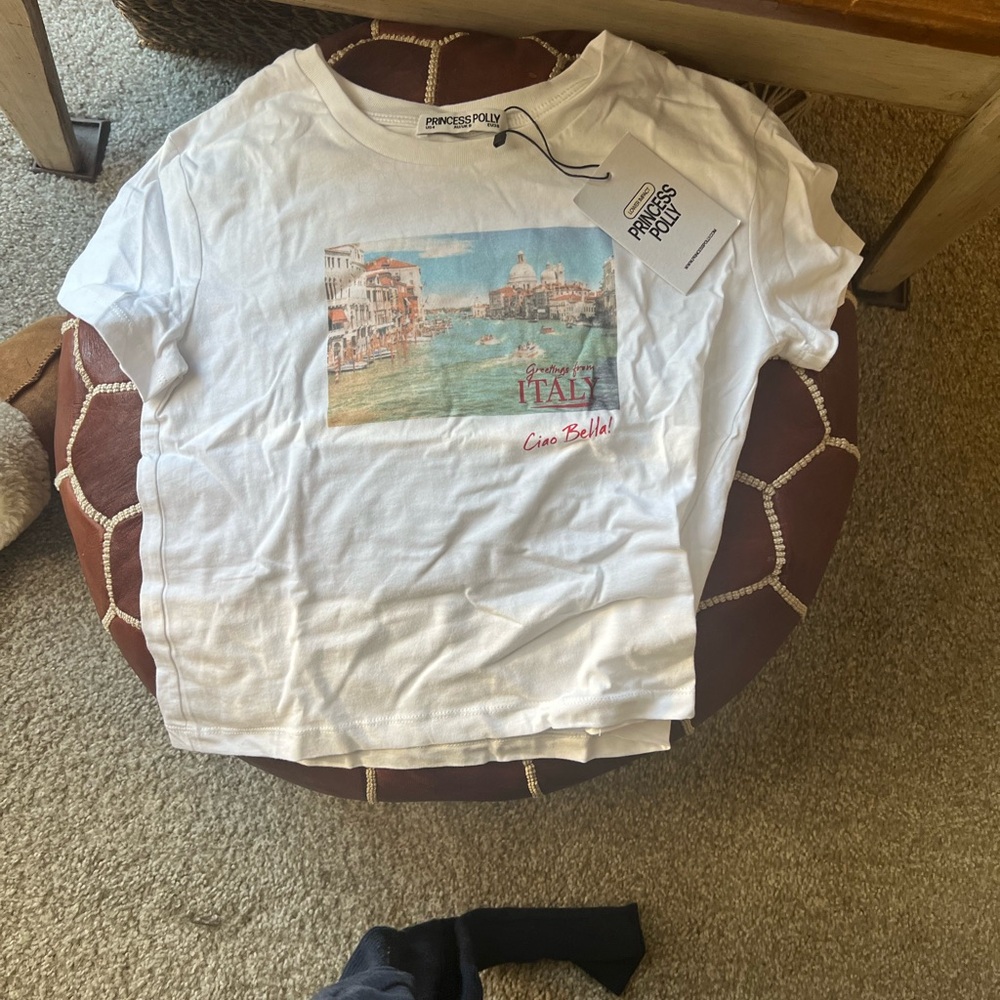 Princess Polly NEVER WORN ITALY LOVE TEE IVORY